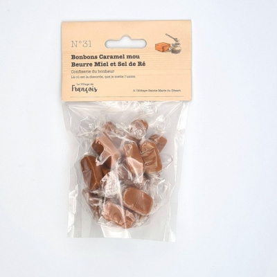 Sachet de bonbons - Caramel Mou Beurre Miel et Sel de Ré Village de François